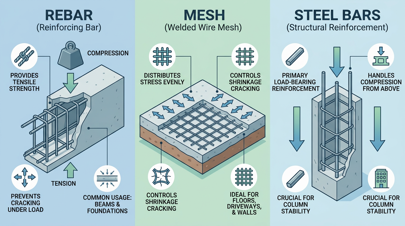Beginner’s Guide: Understanding Rebar, Mesh, and Steel Bars for House Construction